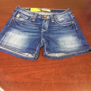 NWT Big Star Wash Hemingway Remy Low Rise Fit Short Thick Stitch Emb